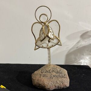 Vintage stained glass angel figurine with the inscription "God made You special”
